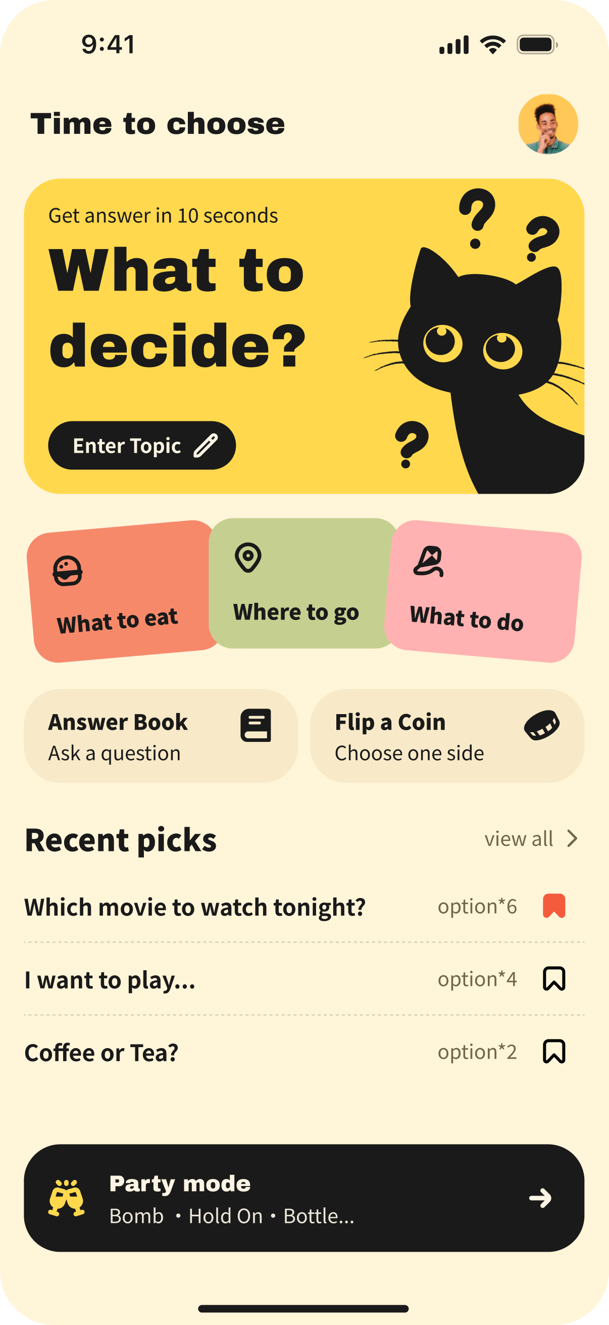WhichOne home screen